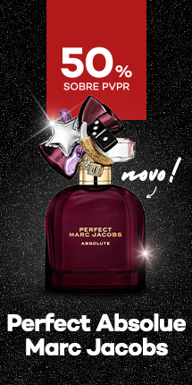 Novo Marc Jacobs perfect Asbolu com destaque promocional de 50% sobre preço de Venda ao Público Recomendado